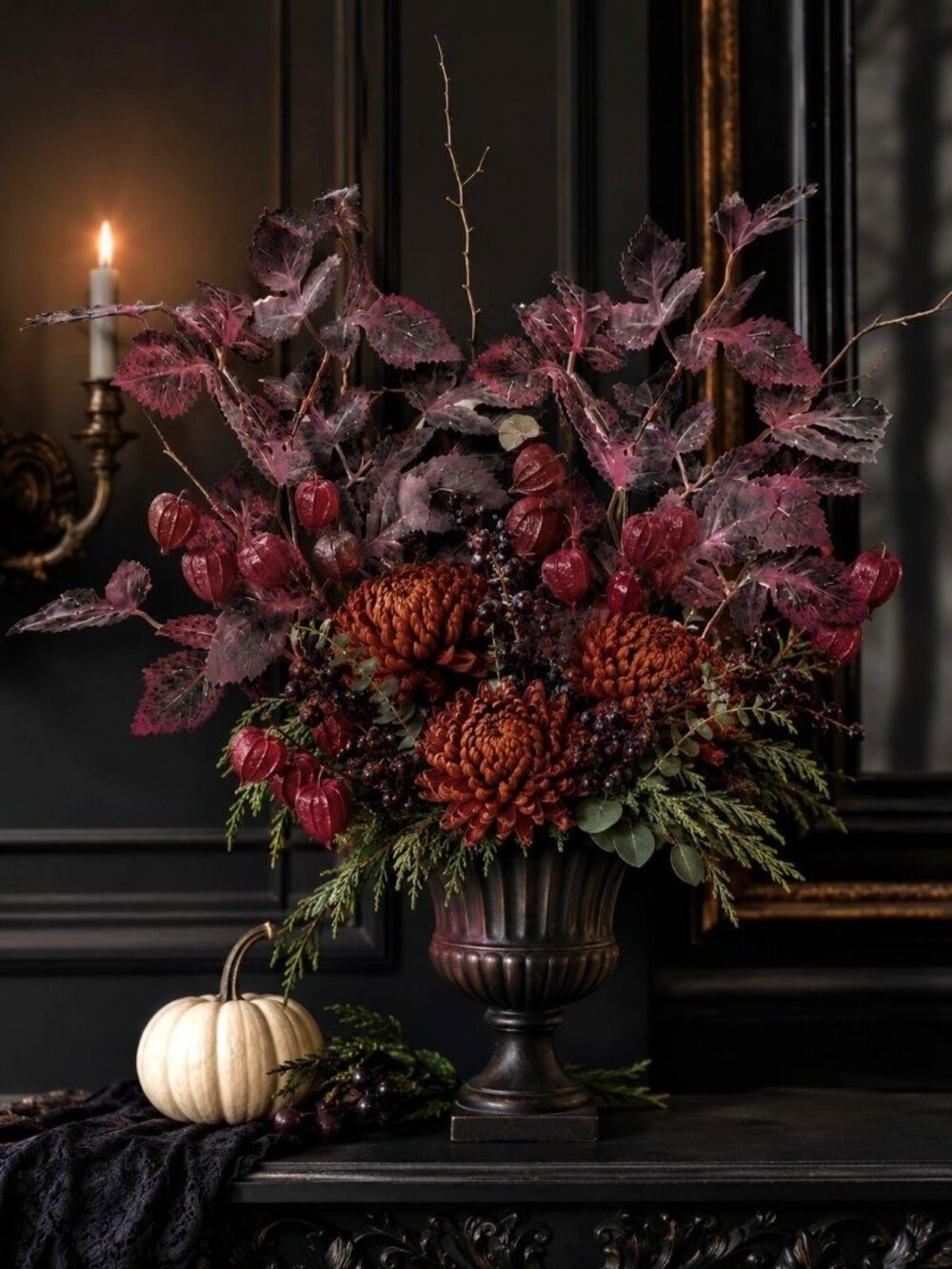 Purple Plum Burgundy Fall Leaf Stems Set of 2 23 Inch Artificial Silk Foliage - Picture 6 of 10